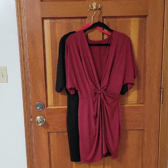 Floerns XL Women's Deep V Neck Twisted Plunging High Slit Mini Party Dress/Tunic - Picture 8 of 14